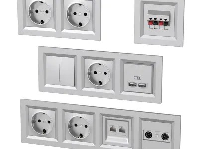 Schneider Asfora sockets 3D model