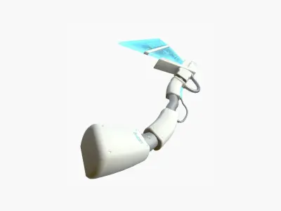 SciFi War Axe A02 White Blue - Sci Fi Weapon Design Low-poly 3D model