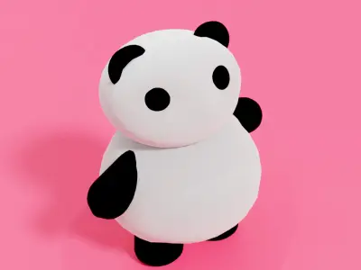 Cute small panda character 3D model