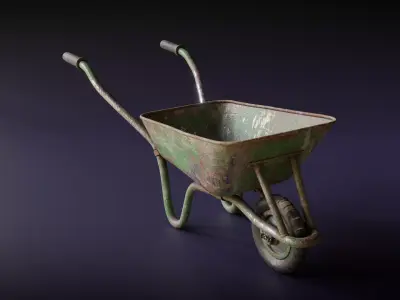 Old Wheelbarrow Low-poly 3D model