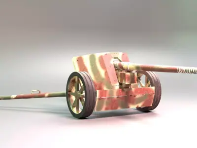 Pak 40 Anti-Tank Gun Low-poly 3D model