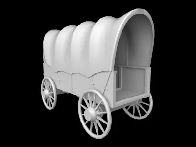 Wooden Wagon Low-poly 3D model get
