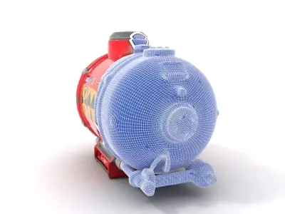 Red Industrial Tank Model Pack with Hazard Symbols Low-poly 3D model