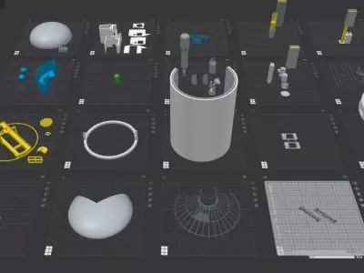 Nuclear island model of AP1000 nuclear power plant 3D print model