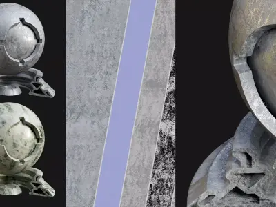 Plaster Patina Materials 07-08 - PBR - Seamless - 4k - SBSAR Low-poly 3D model