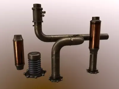 Steampunk Pipes Low-poly 3D model purchase