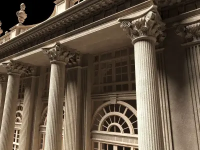 Classic Baroque Palace Facade Free 3D model