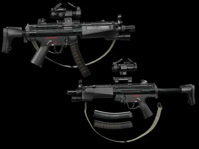 Game Ready HK MP5 - NYPD Style - AAA PBR Rigged Low-poly 3D model