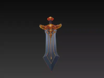Epic Stylized Fantasy Sword 3D Model - Ornamental Heroic Blade Free 3D model