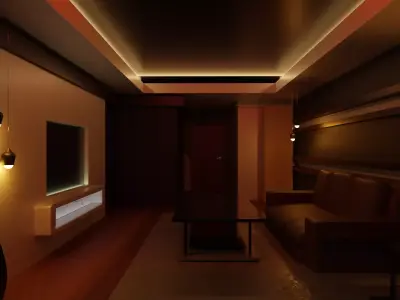 Living room- warm lighting Free 3D model