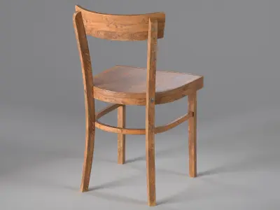 Wooden Chair Low-poly 3D model 14