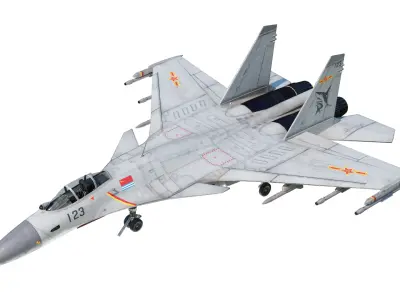 PBR PLAN Shenyang J-15 Flying Shark  Shipborne fighter jets Low-poly 3D model