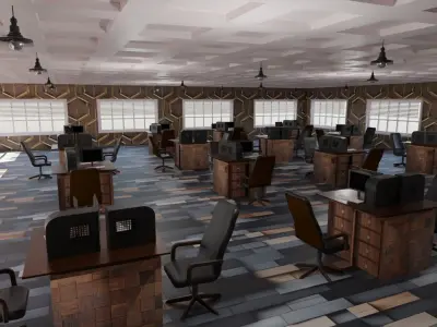Office Interior Low-poly 3D model