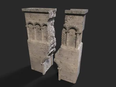 Medieval ruin Low-poly 3D model 2