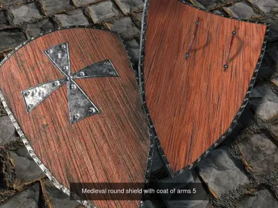Medieval round shield with coat of arms  3D Model Pack