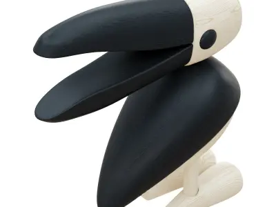 Wooden Bird Figurine 3D model