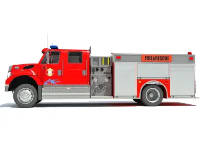 Red Rescue Fire Pumper Truck 3D model