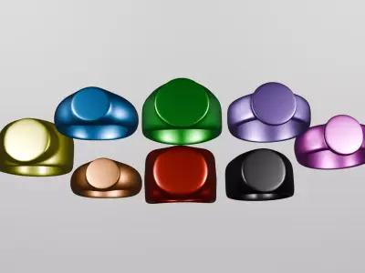 8 Power Rings Set - Lantern Corps Style 3D Print Ready Low-poly 3D model