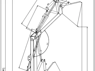 Loader on tractor Technical Drawing 3D model