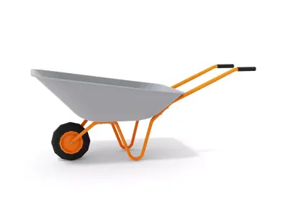 Cartoon garden wheelbarrow Low-poly 3D model