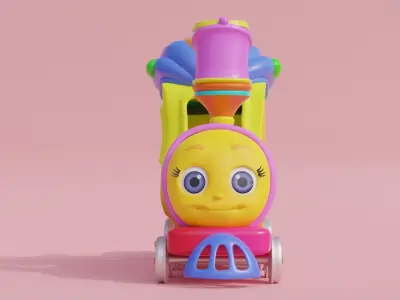 Cartoon Toy Train Low-poly 3D model