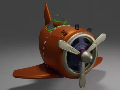Aircraft orange toy airplane Free low-poly 3D model
