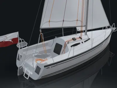 Modern sailing Low-poly 3D model