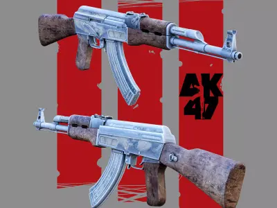 AK47 Weapon Low-poly 3D model