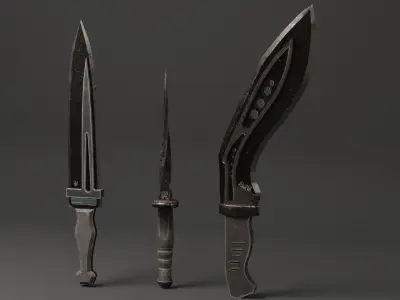 bundle of knives Low-poly 3D model
