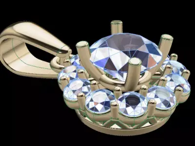 Dainty Diamond Halo Pendant 3D print model