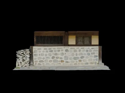 Korean traditional tile-roofed house 3D model