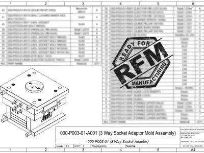 3-Way Adaptor Plastic Injection Mold - RFM 3D model