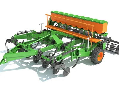 Seed Drill Disc Harrow 3D model