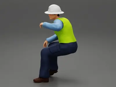 Construction worker sitting relaxing after work 3D print model
