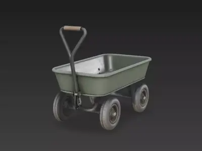 Heavy Duty Garden Utility Wagon Metal Cart PBR 3D model