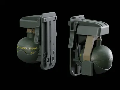 M67 Grenade with ACS Trigger Pouch Low-poly 3D model