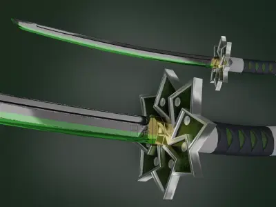 Sanemis Nichirin Blade Free low-poly 3D model