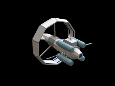Spaceship orbital Low-poly 3D model