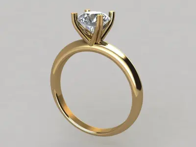 4 Prong Heart Shape Diamond Solitaire Engagement Ring 3D print model