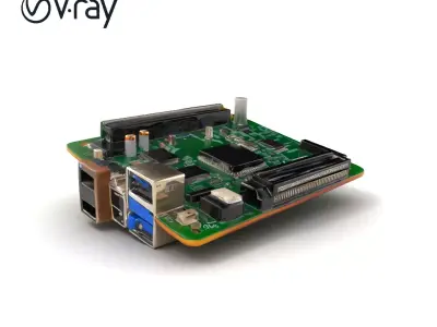 Fanless Industrial Motherboard Robust PCB Model Pack Low-poly 3D model