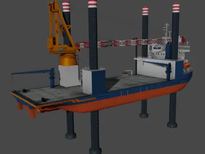 Offshore installation vessel VOA Low-poly 3D model