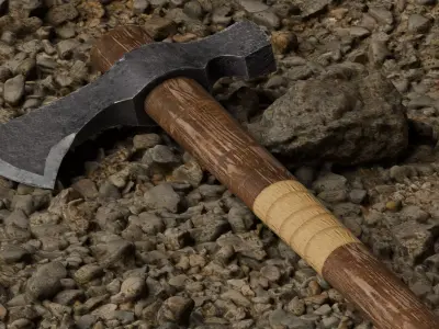 Realistic Low Poly Axe Low-poly 3D model
