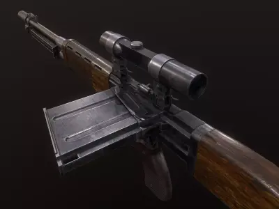 FG-42 German Rifle PBR  Low-poly 3D model