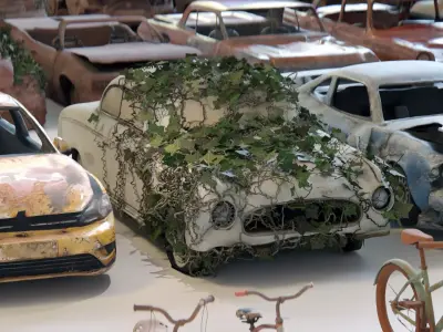 Old Abandoned Junk Rusty Vehicles 3d Game Ready Set  Low-poly 3D model