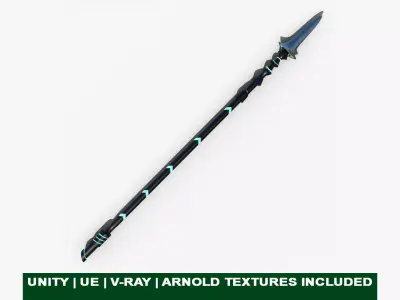 3D Fantasy Spear Glow 05 Game-Ready PBR Textures Included Low-poly 3D model