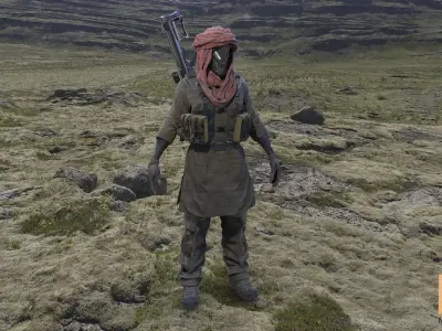 Female Soldier 04 DESERT SNAKE Low-poly 3D model