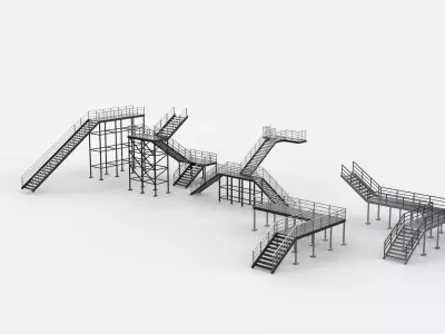 Industrial stairs modular set 3D model
