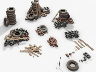 Debris Groundfill Junk Trash Kit Game Ready Low-poly 3D model