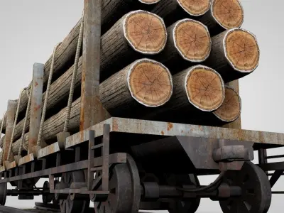 Flat Log Wagon 3D model