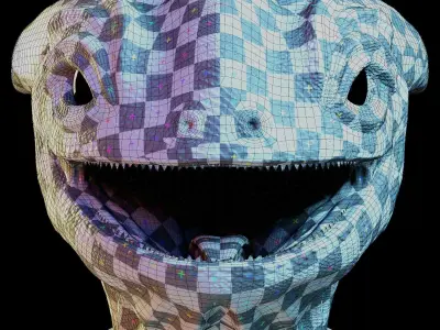 Reptile dinosaur character with green scales 3D model